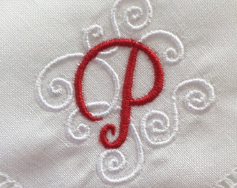 Monograma Servilletas de tela bordada una letra.  Ropa de mesa.  Comidas navideñas. Servilletas de lino.  Servilletas de tela. Regalo de bodas.  Personalizada.