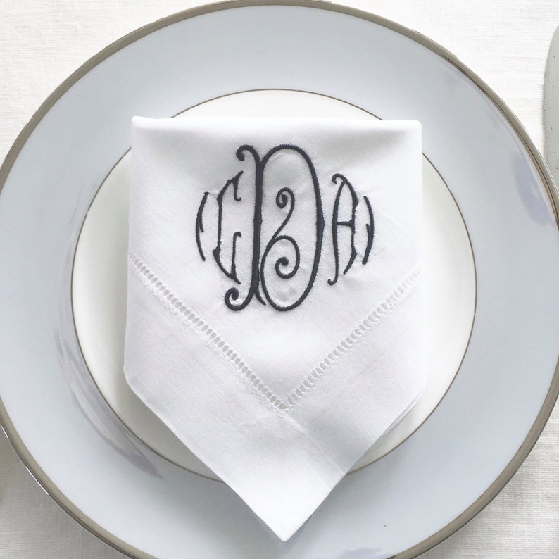 Personalized Napkins. Monogram Embroidered Cloth Napkins. Fine Etsy