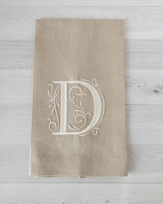 Monogrammed Embroidered Towels Embroidered Hand Towels Linen Towels Linen Dish Towels Linen Hand Towels Etsy