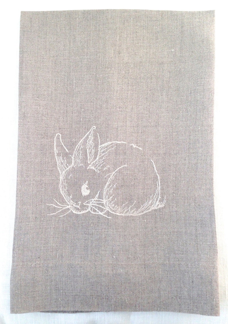 WhimseaCottage Bunny Linen Towel - Thumbnail 3
