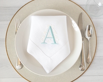 Servilletas monogramas / Servilletas de tela / Servilletas de cena / Servilletas de lino / Ropa de mesa / Servilletas personalizadas / Regalo de boda / Regalo de anfitriona
