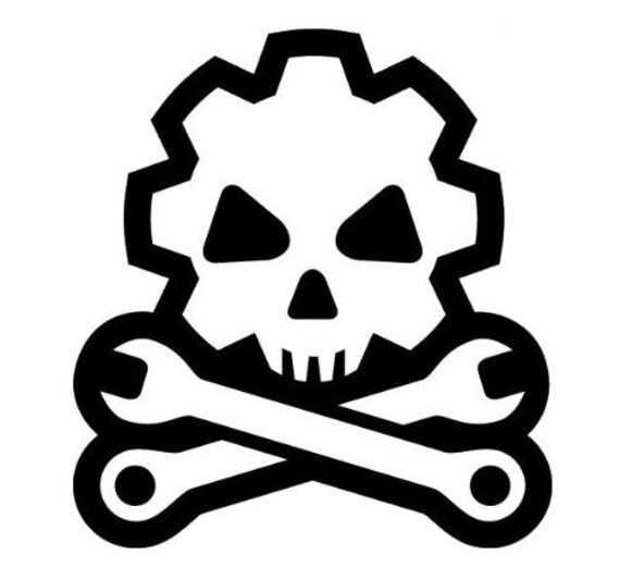 Death Mechanic Skull and Cross Wrenches 4 Vinyl Decal Etsy