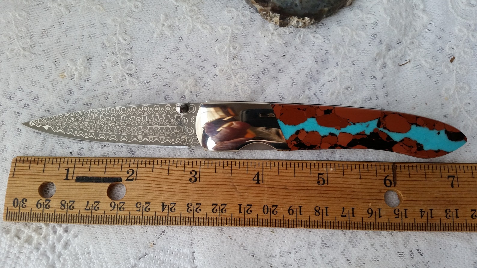 Vein Turquoise Pocket Knife Gemstone Folding Knife VG10 San Etsy