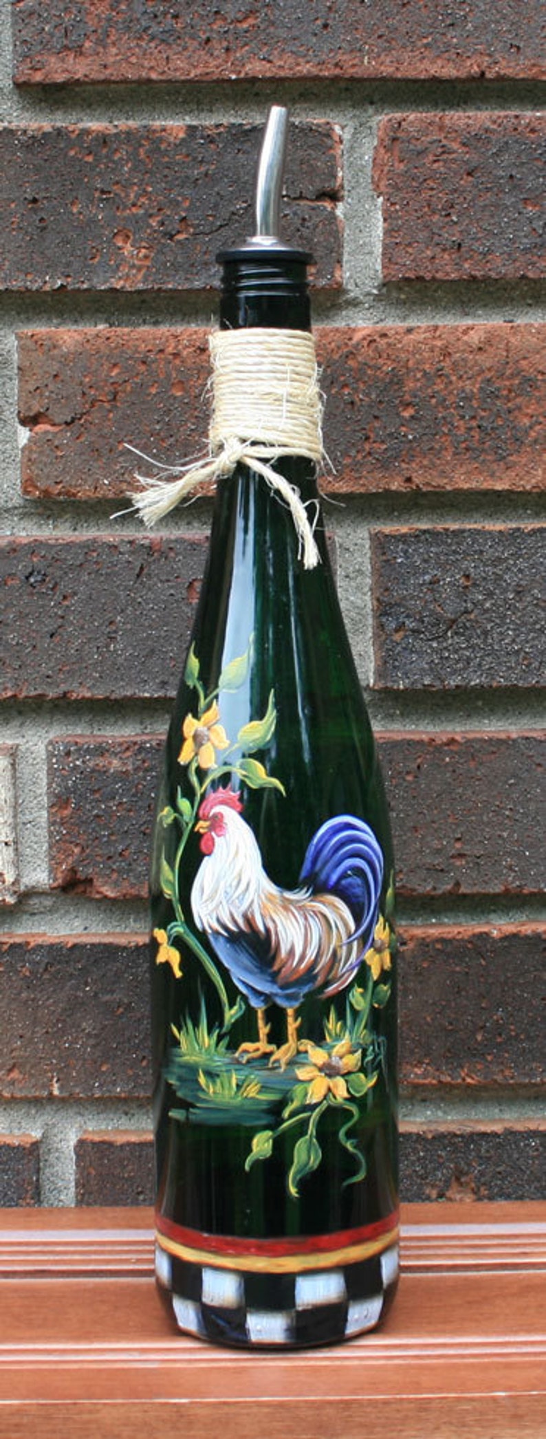 Olive Oil Dispenser with Handpainted Rooster Etsy