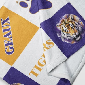 Louisiana Tigers Blanket, Football Purple and Gold Plush Blanket