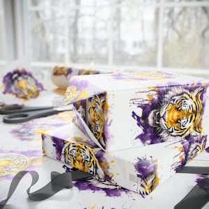 Tiger Wrapping Paper, Louisiana Football, Purple and Gold
