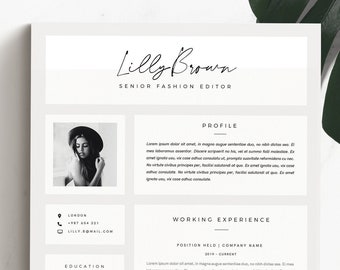 Modern Resume Template for Microsoft Word | Lilly | CV Template with Photo | Stylish and Minimalistic Design Template with Cover Letter