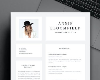 Plantilla de currículum Google Docs / Plantilla de CV Bloomfield con foto / Plantilla de CV Marketing / Currículum minimalista