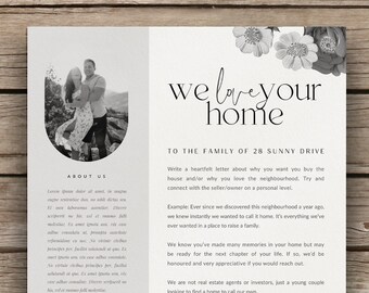 Easy to Edit Beautiful Botanical Design Home Offer Letter Template for Canva | Real Estate Love Letter to Seller for House Offer