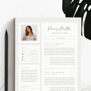 Plantilla de currículum vitae y carta de presentación para Word / CV para páginas de Apple / Descarga digital instantánea / Currículum vitae de profesores de "París" con foto