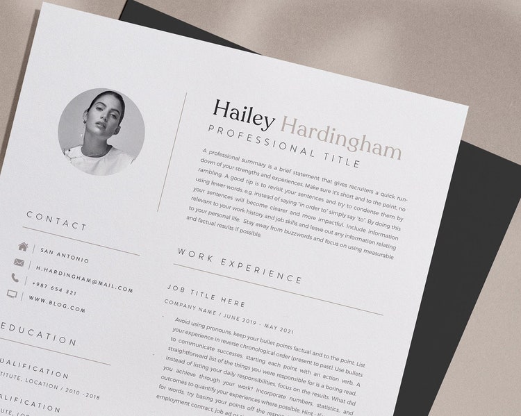 Sensational One Page Resume Template Instant Download Cv Template Professional Resume Template Minimalistic Simple Resume Template Word 2 Page With Safe Shipping Ulysses Tur Br