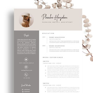 Plantilla de currículum 2 página / Plantilla de CV + Carta de presentación para MS Word / Descarga digital instantánea / "Quemaduras de sol" / Plantilla de bricolaje / Plantilla de estilo Boho