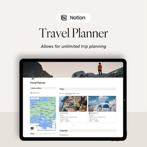 Reiseplaner für Notion, Digitale Reiseplaner-Vorlage für Reiseplaner mit Karte, Packliste, Budget, Buchungsplaner