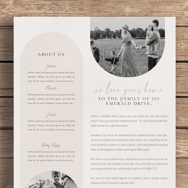 Beautiful Rustic Design Home Offer Letter Template for Canva, Word & Apple Pages | Real Estate Love Letter to Seller for House Offer