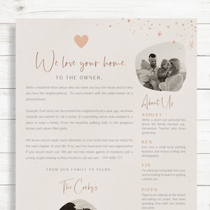 Hermosa plantilla de carta de comprador de casa de diseño boho chic para páginas de Canva, Word y Apple / Carta de amor inmobiliaria / Nos encanta su plantilla de casa