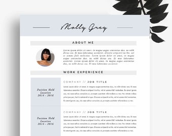 Resume Template 2 page | CV Template + Cover Letter for Microsoft Word | Instant Digital Download | "Molly" | DIY First Job Resume Template