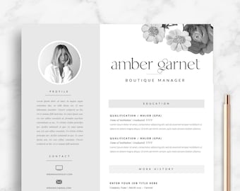 Joli modèle de CV pour Pages, Canva et Word | Modèle de candidature et lettre de motivation « fleuriste » | | de reprise des pages Apple créatives