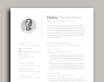 One Page Resume Template Instant Download, Cv Template Professional Resume Template, Minimalistic Simple Resume Template Word + 2 Page