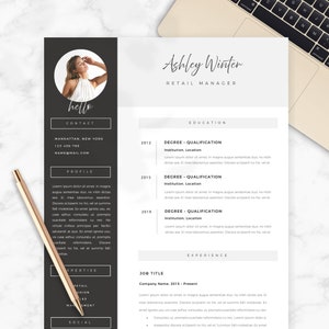 Simple Resume Template for Word | "Winter" Curriculum Vitae with Photo and Cover Letter, Reference Page + Icon Set | Job Application