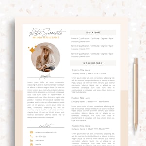 Creative Resume Template Pages, Canva and Word | Modern Two Page Resume | 'Sunshine' Boho CV Template with Photo for Mac | Cover Letter