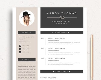 Modèle de CV Canva pour les pages MS Word et Apple (Mac) | Boho CV et lettre de motivation Téléchargement instantané Demande d'emploi | CV de conception "Mandy"
