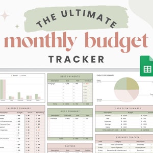 Monthly Budget Spreadsheet for Google Sheets Digital Budget Planner Track Subscriptions, Bills, Savings, Debt Repayments, Income by Paycheck