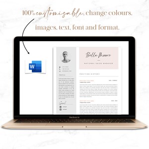 Roze cv-sjabloon met foto voor Microsoft Word-| | "Bella" Professioneel curriculum vitae | Begeleidende brief, referentiepagina + pictogrammenset afbeelding 5