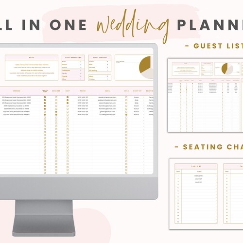 ALL IN ONE Wedding Budget Spreadsheet Pink Wedding - Etsy