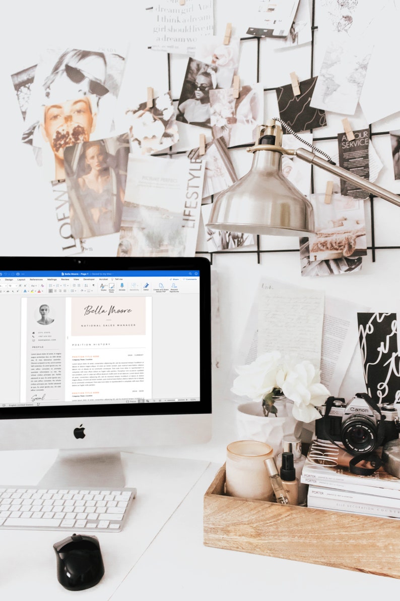 Pink Resume Template With Photo for Microsoft Word - Etsy