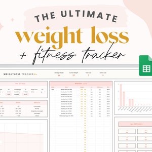 Weight Loss & Fitness Tracker Spreadsheet for Google Sheets | Habit Tracker, Digital Meal Planner, Workout, Macro + Calories, Activity Log