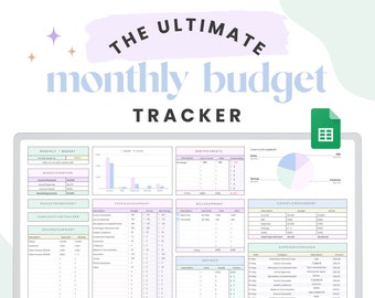 Monthly Budget Spreadsheet for Google Sheets Digital Budget Planner Track Subscriptions, Bills, Savings, Debt Repayments, Income by Paycheck