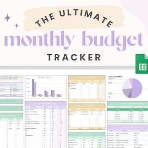 Monthly Budget Spreadsheet for Google Sheets Digital Budget Planner Track Subscriptions, Bills, Savings, Debt Repayments, Income by Paycheck