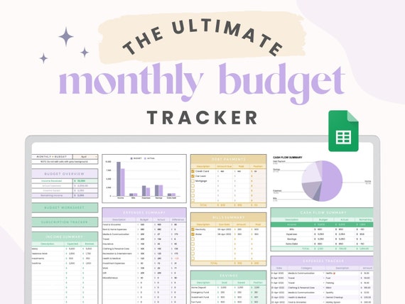 Monthly Budget Spreadsheet for Google Sheets Digital Budget