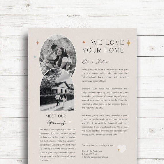 Home Buyer Letter Template Word Letter to Home Seller Etsy