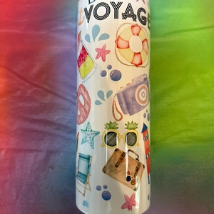20 oz Metal Hot/Cold  tumbler With Straw  Cruise Line theme Bon voyage