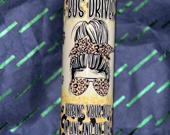 20 oz Metal Hot/Cold  With Straw school bus driver