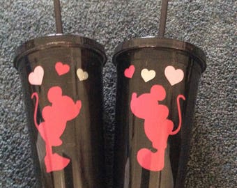 2 Mickey and Minnie Tumblers and free personalization