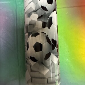 20 oz Metal Hot/Cold  tumbler With Straw Soccer Theme