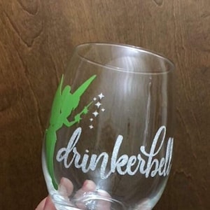 Tinkerbell wine glass Any Color Wording