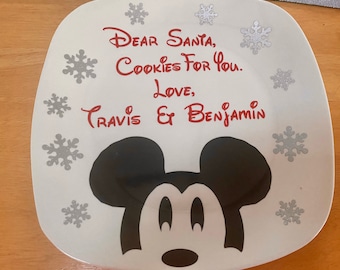 Customized Disney Mickey Mouse Santa Cookie Tray Plate