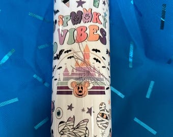 Bicchiere caldo/freddo in metallo da 20 once con cannuccia Disney Halloween spettrale vibes