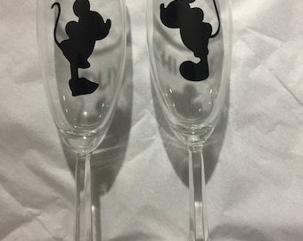 Customized Disney Disney Champagne Glasses you get two and any character if needed