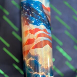 20 oz Metal Hot/Cold  tumbler With Straw American Flag