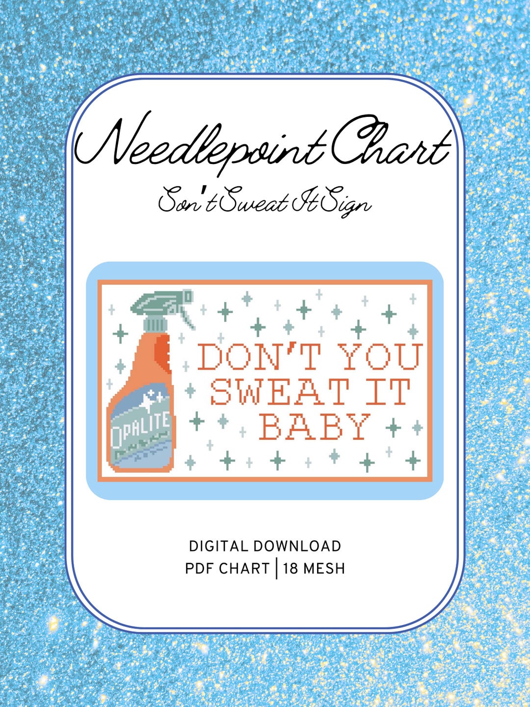 Don't Sweat It Digital Needlepoint Chart - Etsy