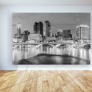 Buckeye Kunst auf großer Leinwand gedruckt Columbus Ohio Schwarz & Weiß Foto Wandkunst Leinwanddruck Buckeye Art Schwarz und Weiß Leinwanddruck Bild 1