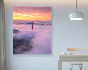 San Francisco Photograph of the Golden Gate Bridge with Fog at Sunrise - California Art - San Francisco Art - Fog Golden Gate Bridge Print