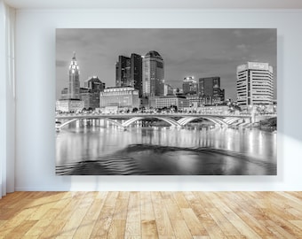Buckeye Art impreso en lienzo grande - Columbus Ohio Foto en blanco y negro - Impresión de lienzo de arte mural Buckeye Art - Impresión en lienzo en blanco y negro