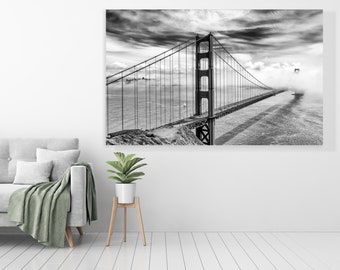 Golden Gate Bridge Black and White Photo Print - San Francisco Wall Art