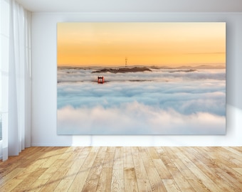 Leinwand San Francisco FotoDruck - San Francisco Fotografie Druck Kunst - Romantische Golden Gate Bridge Fotografie - Wunderschönes Sonnenuntergangsbild