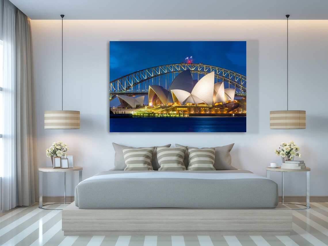 Sydney Australia Wall Decor Beautiful Night Photo of the Sydney Opera